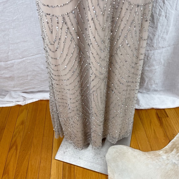 NWT formal sparkly dress evening beaded pink nude dress SZ 4 Adrianna Papell - Picture 11 of 15